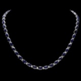 14k Gold 40ct Sapphire 2.00ct Diamond Necklace