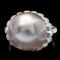 14k Gold 14 X 14mm Pearl 0.70ct Diamond Ring