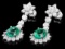 14k Gold 4ct Emerald 3.20ct Diamond Earrings