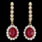 14k Gold 5.00ct Ruby 1.30ct Diamond Earrings