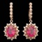 14k Rose Gold 9.00ct Ruby 1.60ct Diamond Earrings