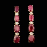 14k Gold 7.00ct Ruby 0.20ct Diamond Earrings