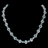 14k Gold 49ct Aquamarine 2.40ct Diamond Necklace