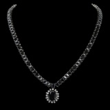 14K Gold 66.92ct Sapphire 0.90ct Diamond Necklace