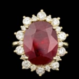 14k Yellow Gold 13.00ct Ruby 1.80ct Diamond Ring