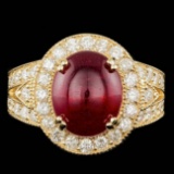 14k Yellow Gold 8.00ct Ruby 1.60ct Diamond Ring