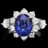 14k Gold 4.00ct Sapphire 1.55ct Diamond Ring