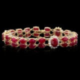 14k Gold 36.0ct Ruby 1.90ct Diamond Bracelet