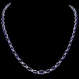 14k Gold 29ct Sapphire 1.10ct Diamond Necklace