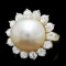 14k Gold 13 X 13mm Pearl 2.00ct Diamond Ring