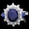 14k White Gold 3.8ct Sapphire 0.50ct Diamond Ring