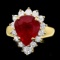 14k Yellow Gold 6.00ct Ruby 1.20ct Diamond Ring