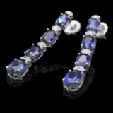 14k Gold 7ct Sapphire 0.40ct Diamond Earrings