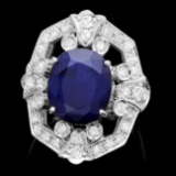 14k Gold 9.00ct Sapphire 1.30ct Diamond Ring