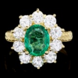 18k Gold 2.00ct Emerald 2.00ct Diamond Ring