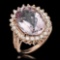 14K Gold 11.06ct Kunzite 1.45ct Diamond Ring