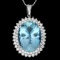 14k Gold 20ct Aquamarine 2.2ct Diamond Pendant