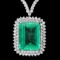 18k White Gold 32.50ct Emerald 11.50ct Diamond Necklace