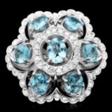 14k Gold 8.00ct Aquamarine 1.35ct Diamond Ring