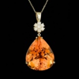 14k Gold 43.50ct Citrine 0.60ct Diamond Pendant