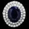 14k Gold 7.00ct Sapphire 1.75ct Diamond Ring