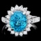 14k White Gold 6.00ct Zircon 0.85ct Diamond Ring