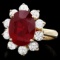 14k Yellow Gold 8.00ct Ruby 1.50ct Diamond Ring