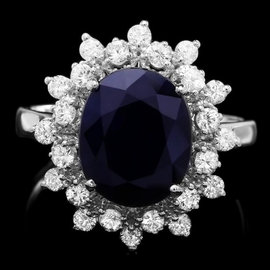 14k Gold 4.00ct Sapphire 0.75ct Diamond Ring