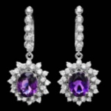 14k Gold 5ct Amethyst 1.95ct Diamond Earrings