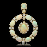 14K Gold 7.43ct Opal 2.42ct Diamond Pendant