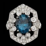 14k White Gold 6.00ct Topaz 2.30ct Diamond Ring