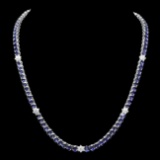 14k Gold 40.00ct Sapphire 1.30ct Diamond Necklace