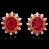 14k Gold 8.6ct Ruby 0.70ct Diamond Earrings