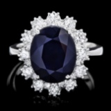 14k Gold 6.50ct Sapphire 1.25ct Diamond Ring