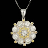 14k Gold 2.65ct Diamond 0.50ct Sapphire Pendant