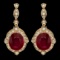 14k Gold 22.50ct Ruby 1.70ct Diamond Earrings