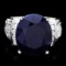 14k Gold 13.50ct Sapphire 0.75ct Diamond Ring