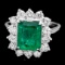 14k White Gold 3.13ct Emerald 1.35ct Diamond Ring