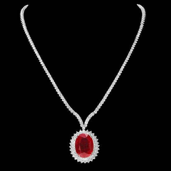 18k Gold 27.00ct Ruby 9.00ct Diamond Necklace