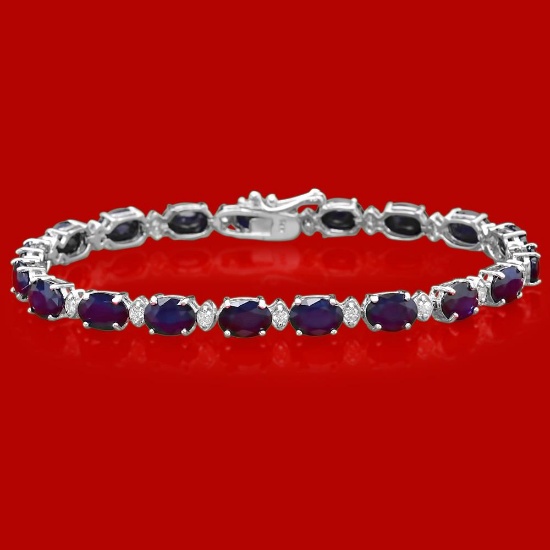 14k Gold 16.86ct Sapphire 0.63ct Diamond Bracelet