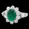 14k White Gold 1.50ct Emerald 1.75ct Diamond Ring