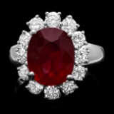 14k White Gold 4.80ct Ruby 1.40ct Diamond Ring