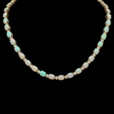 14K Gold 24.51ct Opal 2.24ct Diamond Necklace