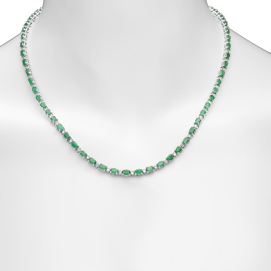 14K Gold 15.24ct Emerald 1.30cts Diamond Necklace