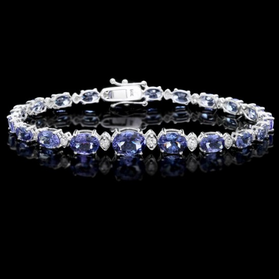 14k 12.50ct Tanzanite 0.80ct Diamond Bracelet