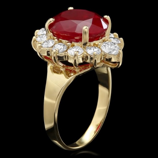 14k Yellow Gold 7.00ct Ruby 1.50ct Diamond Ring