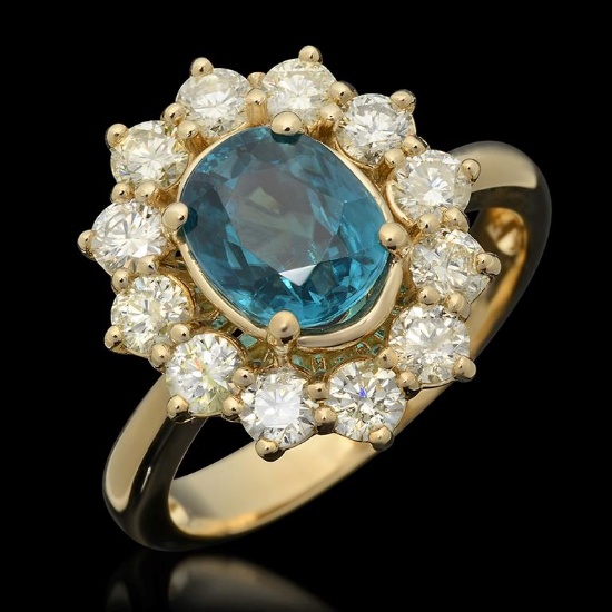 14k Gold 2.76ct Zircon 1.25ct Diamond Ring