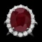 14k White Gold 12.00ct Ruby 1.60ct Diamond Ring