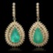 14K Gold 13.73ct Emerald 4.01ct Diamond Earrings