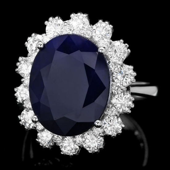 14k Gold 9.00ct Sapphire 1.50ct Diamond Ring